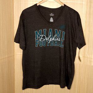 Majestic New Miami Dolphins NFL Grey Short Sleeve Top 1X